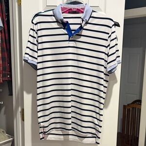Greyson Navy and White Striped Polo Shirt